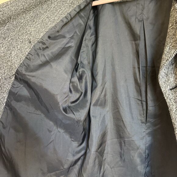 Lifted Research Group LRG Gray Herringbone Wool Blend Double Breasted Pea Coat L - Picture 16 of 16